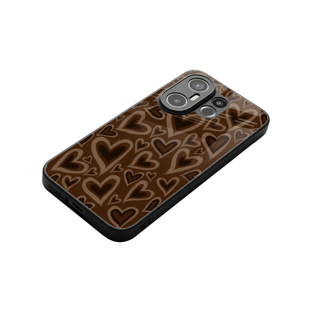Toasty Brown Hearts stylish phone case for vivo x200 fe | glossy glass and slim fit