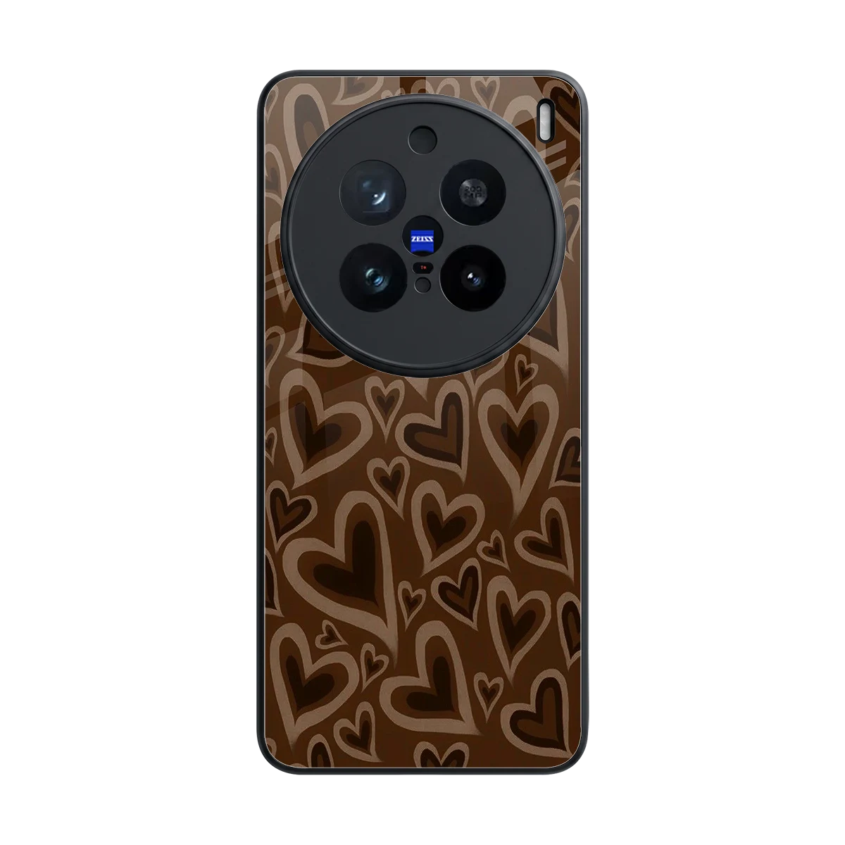 Toasty Brown Hearts back phone cover | glass case for vivo x200 pro
