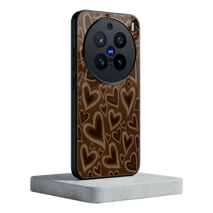 Toasty Brown Hearts vivo x200 pro mobile cover | shockproof glass phone case
