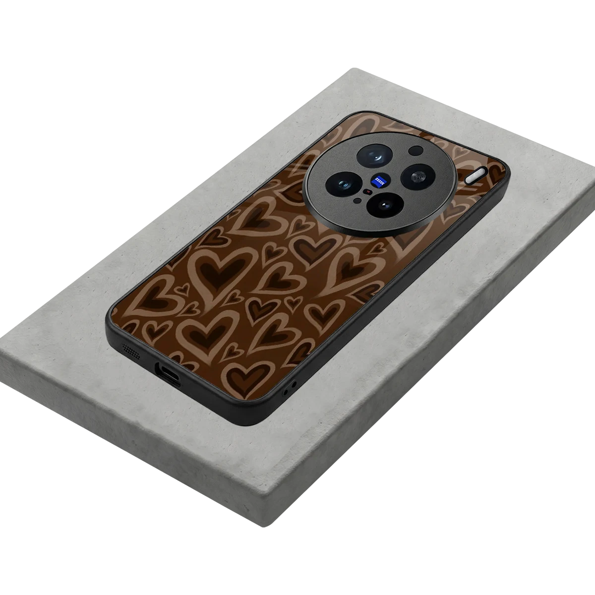 Toasty Brown Hearts stylish phone case for vivo x200 pro | glossy glass and slim fit