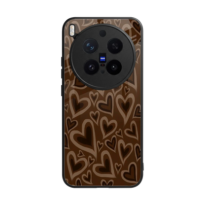 Toasty Brown Hearts back phone cover | glass case for vivo x300 pro