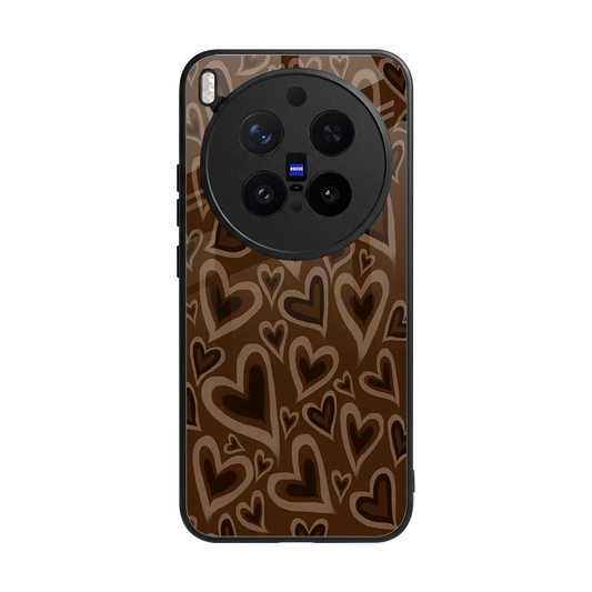 Toasty Brown Hearts back phone cover | glass case for vivo x300 pro