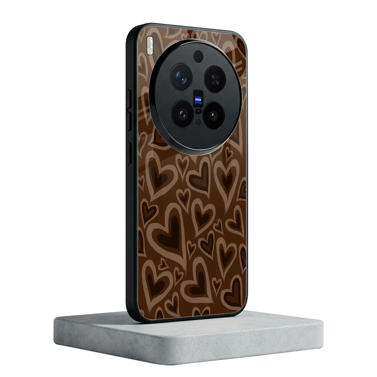 Toasty Brown Hearts vivo x300 pro mobile cover | shockproof glass phone case