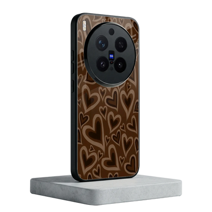 Toasty Brown Hearts vivo x300 pro mobile cover | shockproof glass phone case