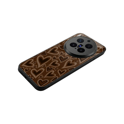 Toasty Brown Hearts stylish phone case for vivo x300 pro | glossy glass and slim fit