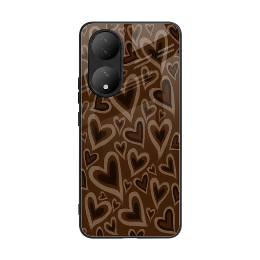 Toasty Brown Hearts back phone cover | glass case for Vivo-y100