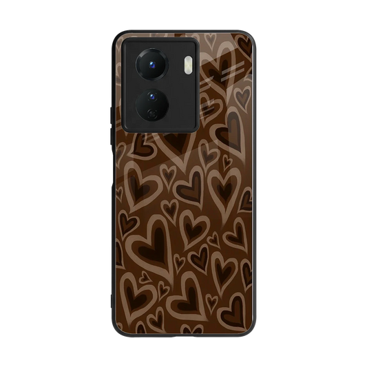 Toasty Brown Hearts back phone cover | glass case for vivo y16