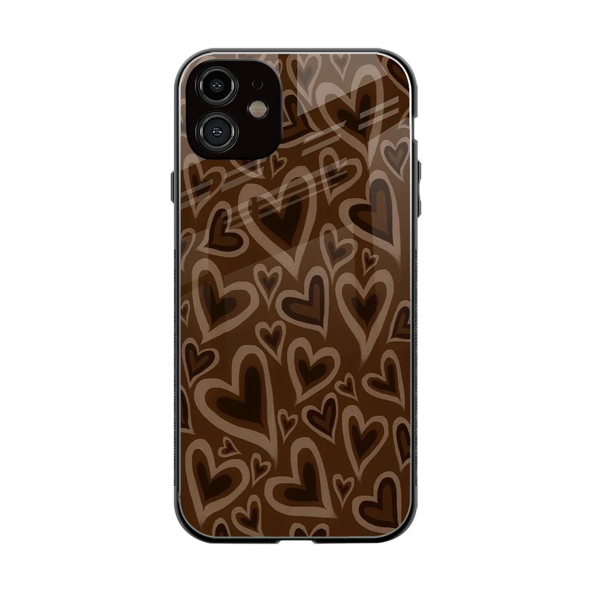 Toasty Brown Hearts back phone cover | glass case for iphone 11