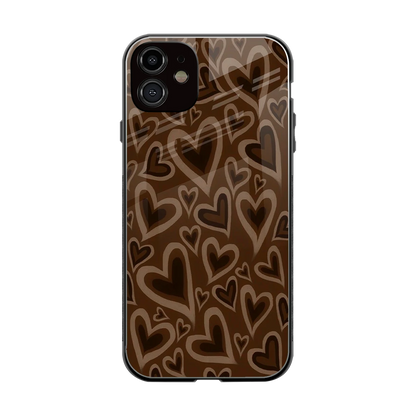 Toasty Brown Hearts back phone cover | glass case for iphone 11