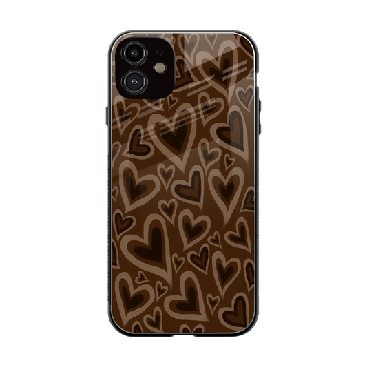 Toasty Brown Hearts back phone cover | glass case for iphone 11