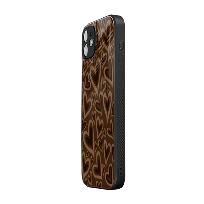 Toasty Brown Hearts iphone 12 mobile cover | shockproof glass phone case