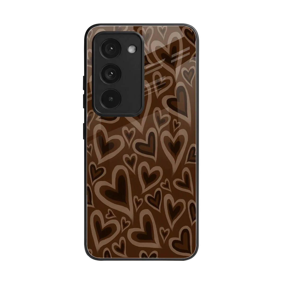 Toasty Brown Hearts back phone cover | glass case for redmi 15 5g