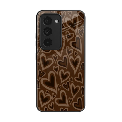 Toasty Brown Hearts back phone cover | glass case for redmi 15 5g