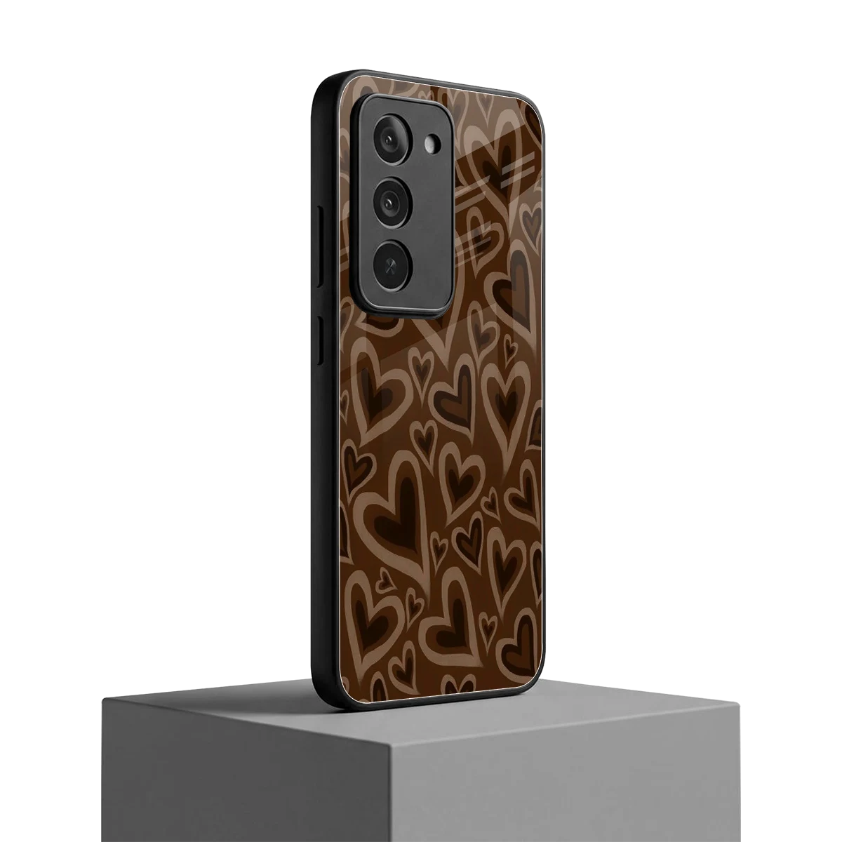 Toasty Brown Hearts redmi 15 5g mobile cover | shockproof glass phone case