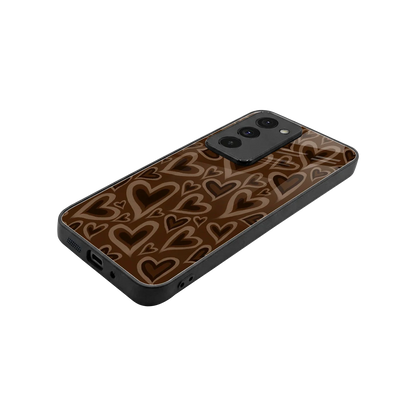 Toasty Brown Hearts stylish phone case for redmi 15 5g | glossy glass and slim fit