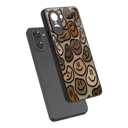 Toasty Brown Smileys sleek oneplus nord ce5 5g cover with tempered glass back and TPU edges