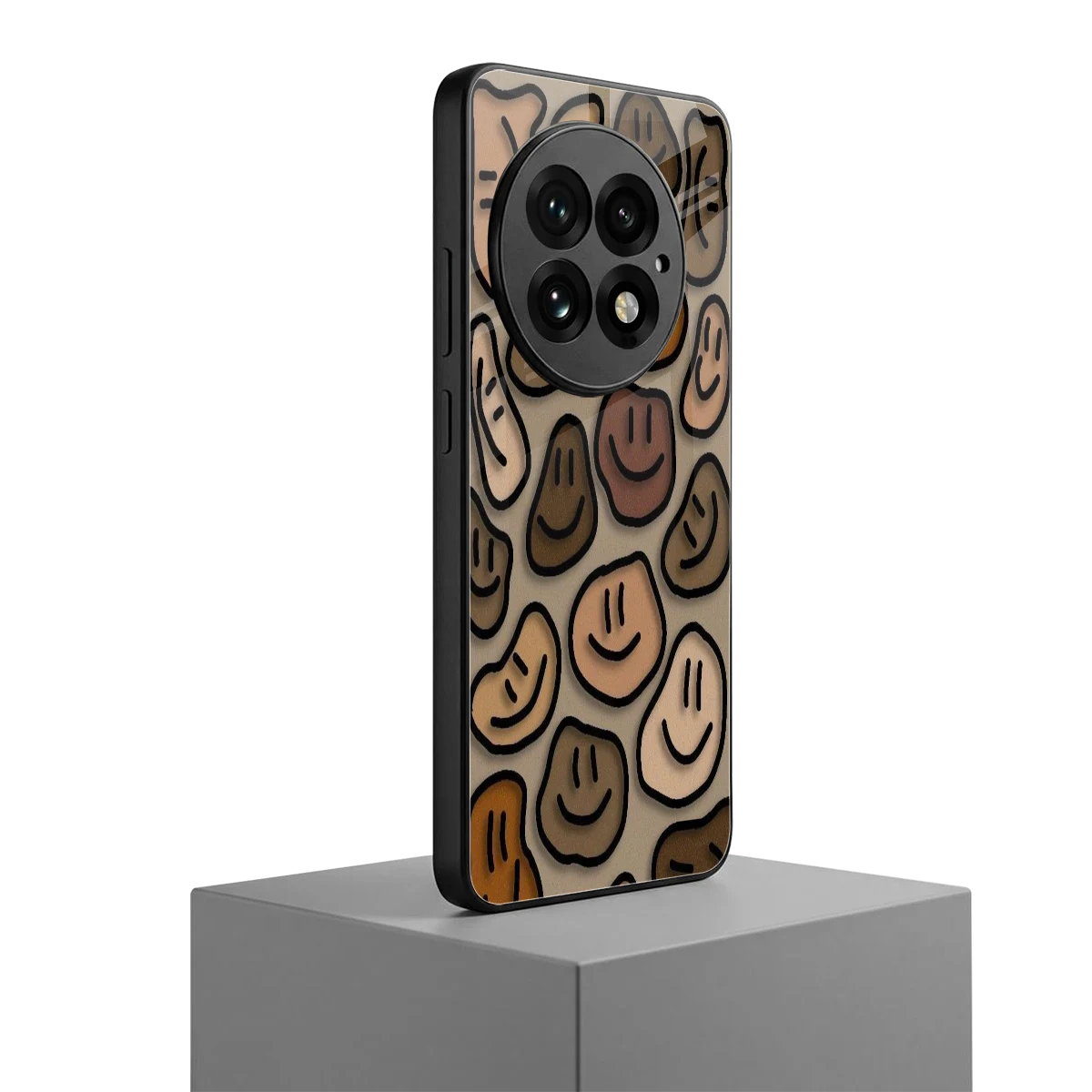 Toasty Brown Smileys oneplus 13 mobile cover | shockproof glass phone case