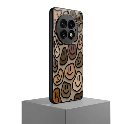 Toasty Brown Smileys oneplus 13 mobile cover | shockproof glass phone case