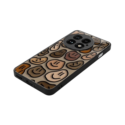 Toasty Brown Smileys stylish phone case for oneplus 13 | glossy glass and slim fit
