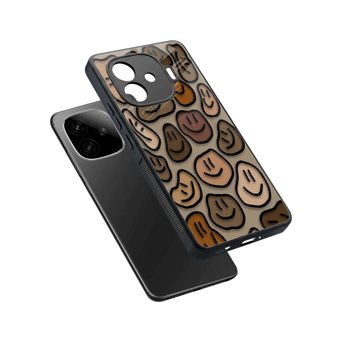 Toasty Brown Smileys sleek iqoo neo 10r 5g cover with tempered glass back and TPU edges