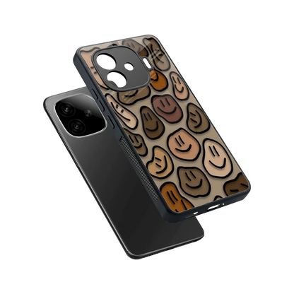 Toasty Brown Smileys sleek iqoo neo 10r 5g cover with tempered glass back and TPU edges