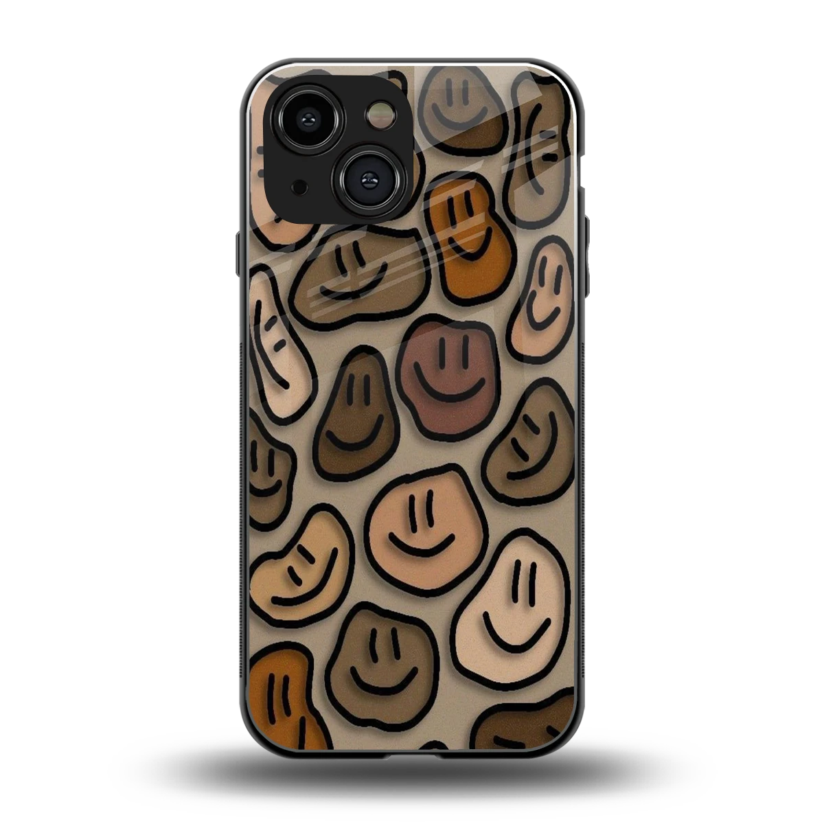Toasty Brown Smileys back phone cover | glass case for iphone 12 mini