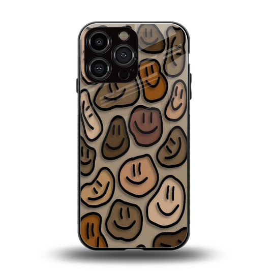 Toasty Brown Smileys back phone cover | glass case for iphone 14 pro max