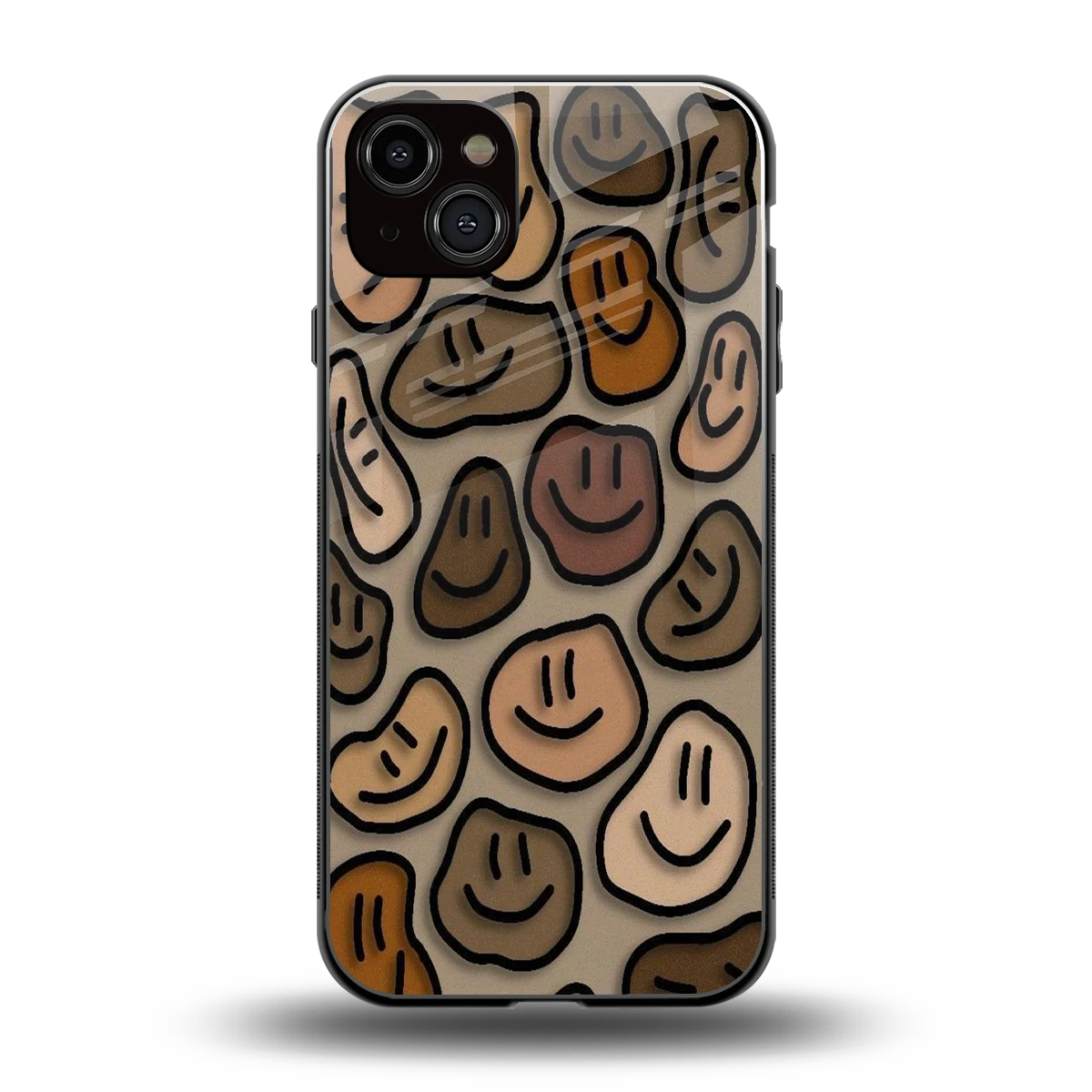 Toasty Brown Smileys back phone cover | glass case for iphone 14 plus