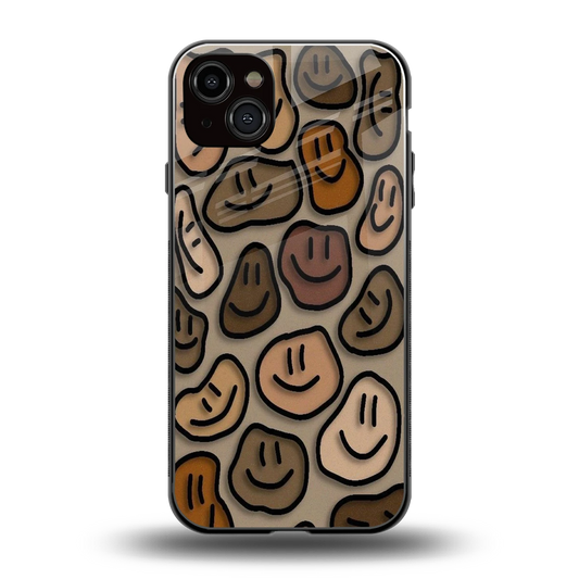 Toasty Brown Smileys back phone cover | glass case for iphone 14 plus