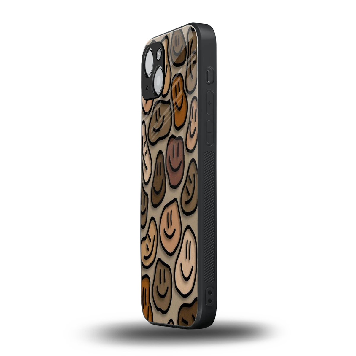 Toasty Brown Smileys iphone 14 plus mobile cover | shockproof glass phone case