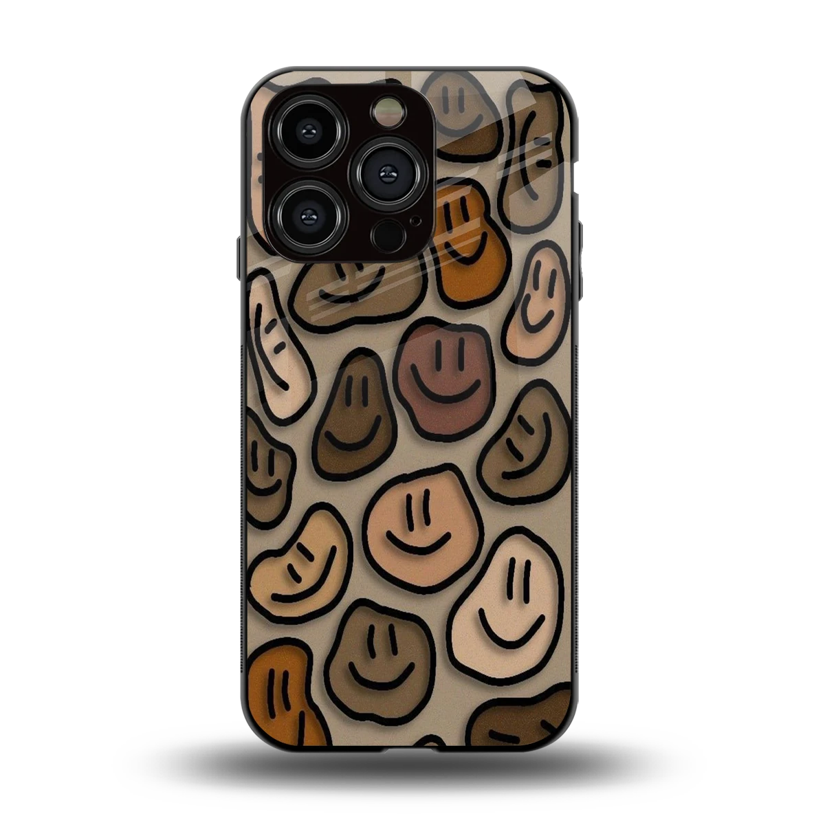 Toasty Brown Smileys back phone cover | glass case for iphone 15 pro