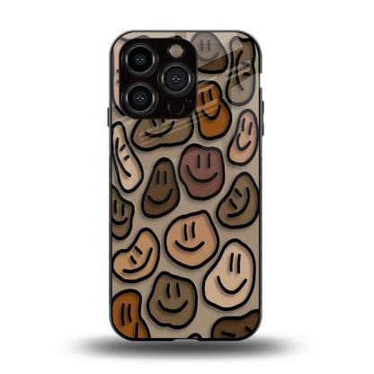 Toasty Brown Smileys back phone cover | glass case for iphone 15 pro