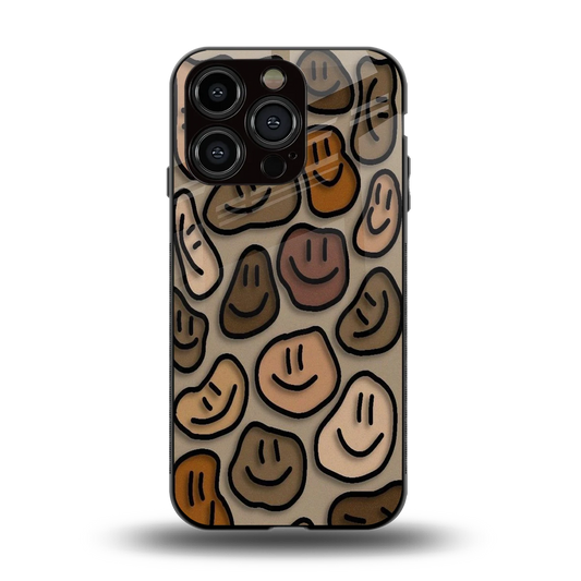Toasty Brown Smileys back phone cover | glass case for iphone 15 pro