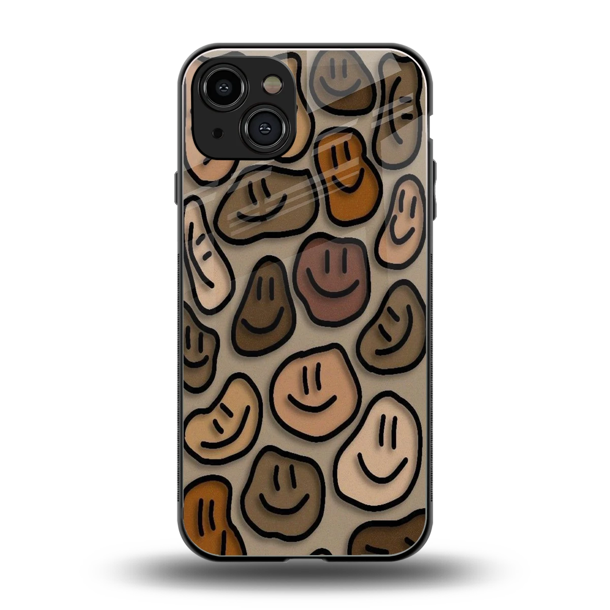 Toasty Brown Smileys back phone cover | glass case for iphone 15