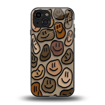 Toasty Brown Smileys back phone cover | glass case for iphone 15