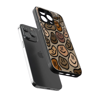 Toasty Brown Smileys sleek iphone 15 pro cover with tempered glass back and TPU edges