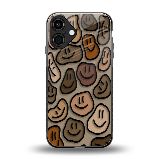 Toasty Brown Smileys back phone cover | glass case for iphone 16 plus