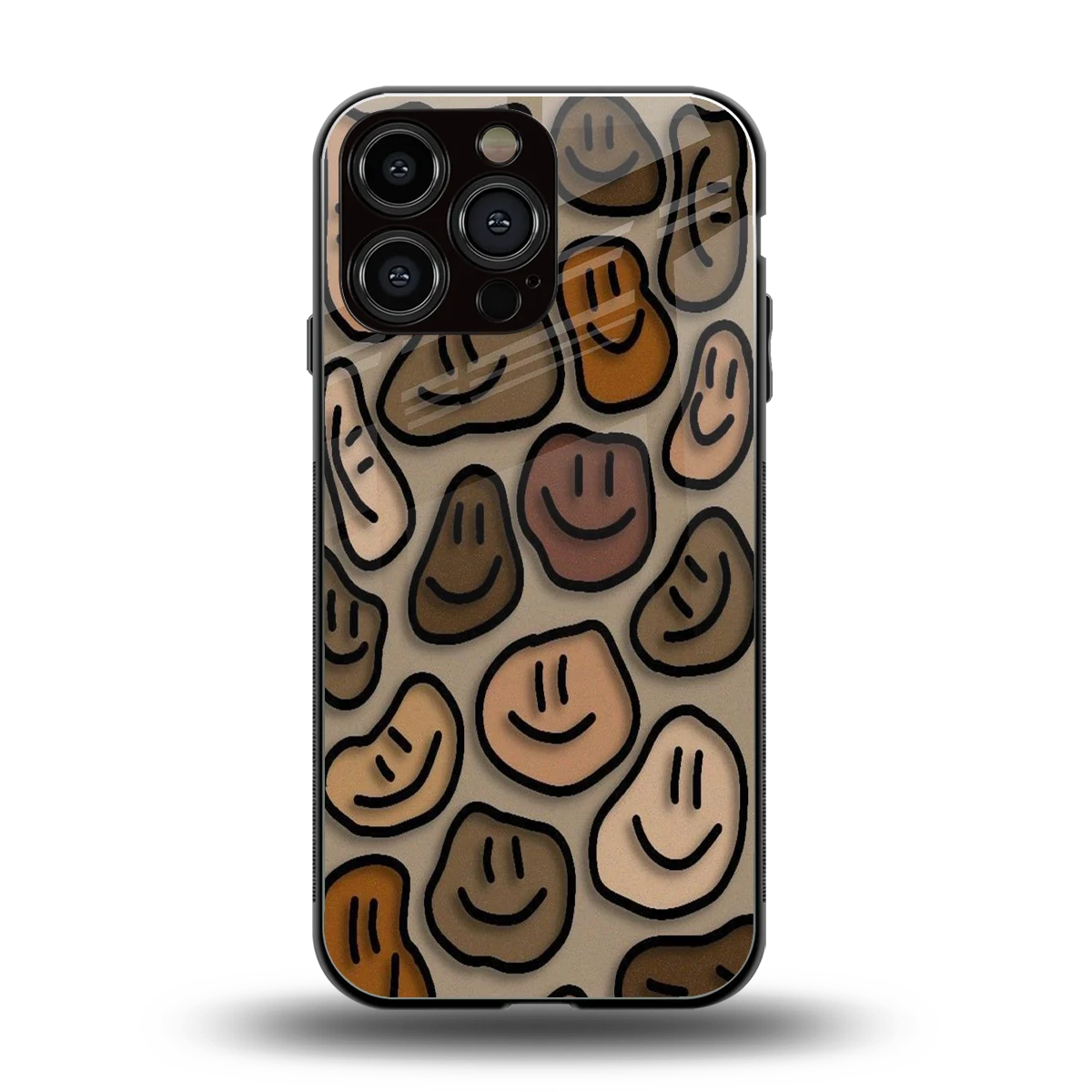 Toasty Brown Smileys back phone cover | glass case for iphone 16 pro max