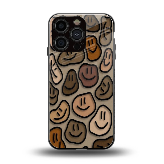 Toasty Brown Smileys back phone cover | glass case for iphone 16 pro