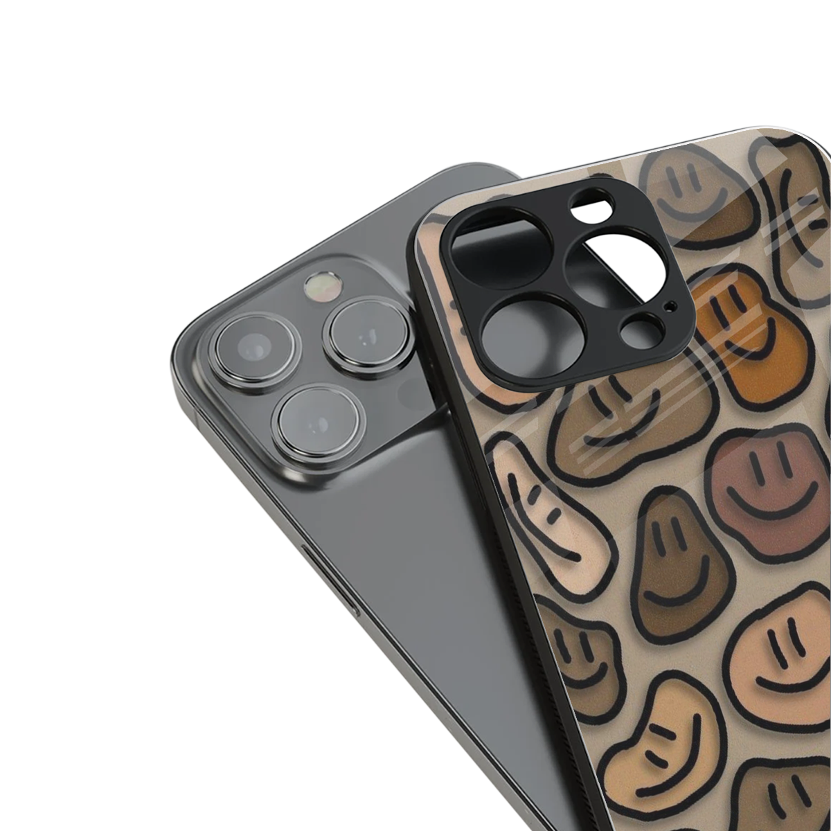 Toasty Brown Smileys stylish phone case for iPhone 16 | glossy glass and slim fit