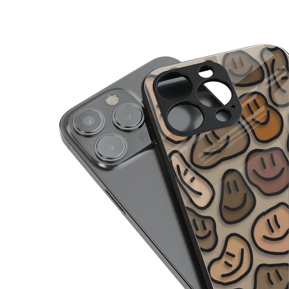 Toasty Brown Smileys stylish phone case for iphone 15 | glossy glass and slim fit