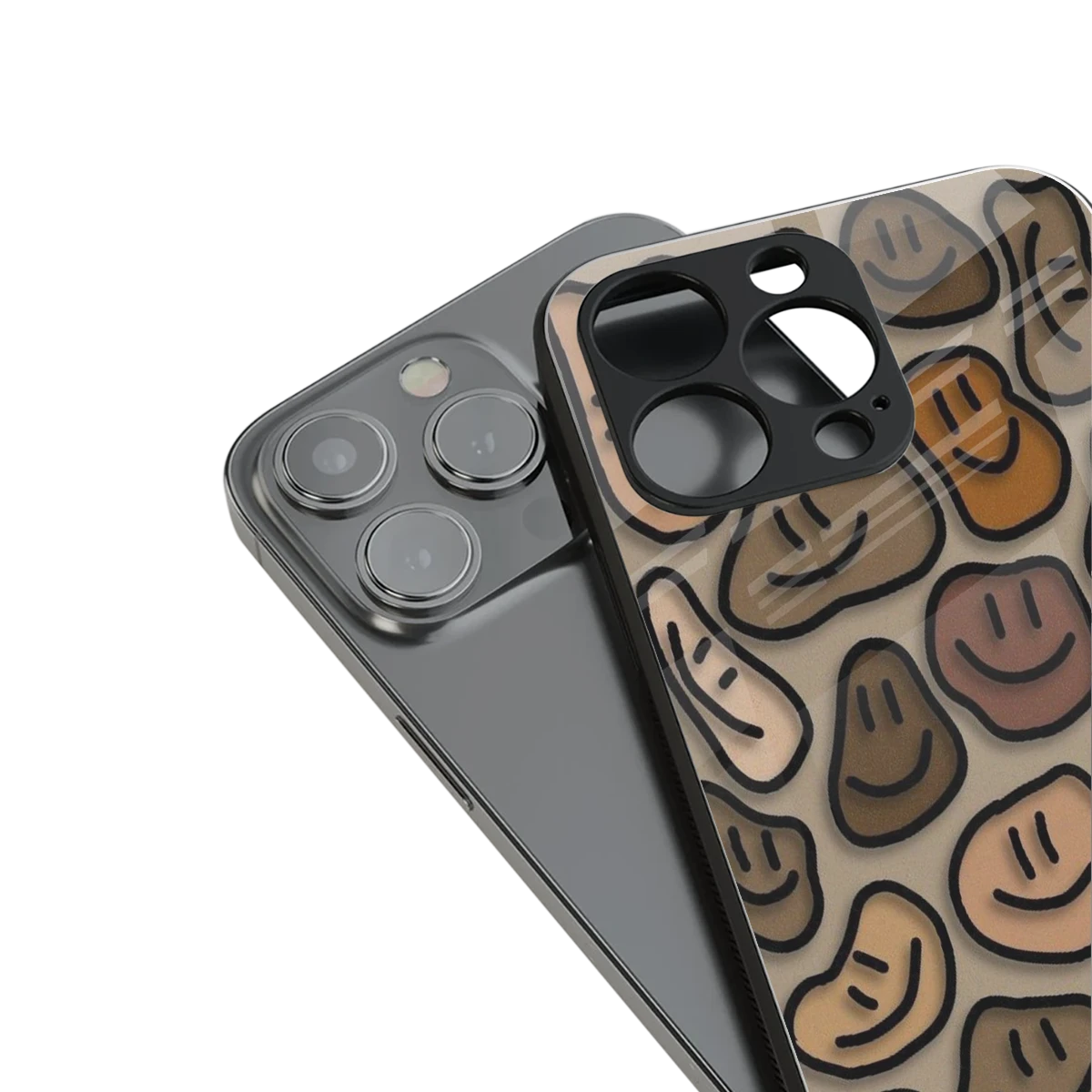 Toasty Brown Smileys stylish phone case for iphone 15 pro | glossy glass and slim fit