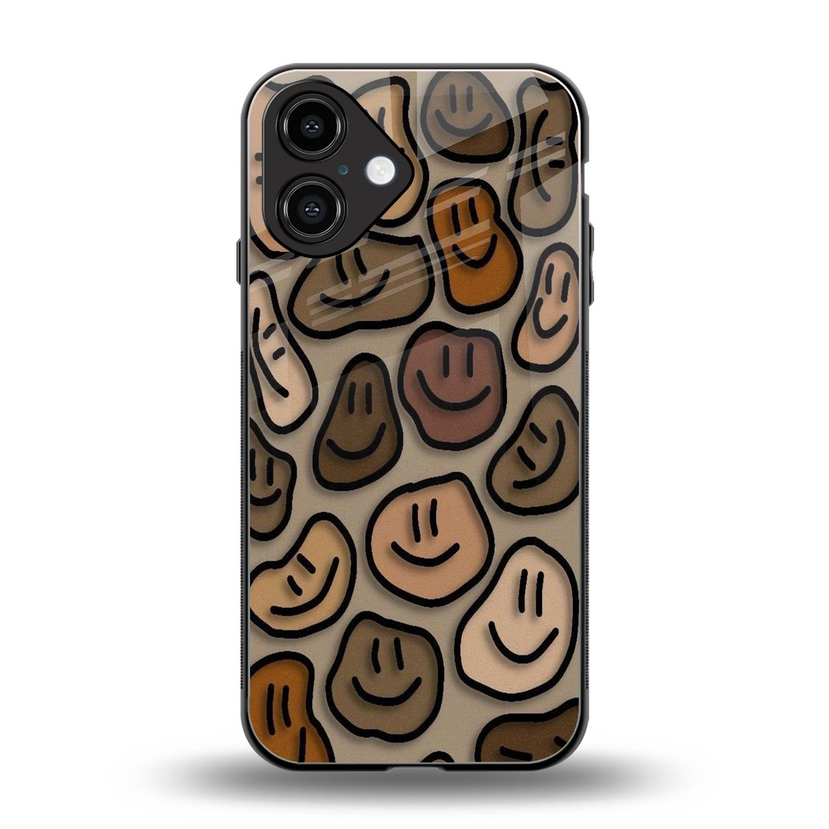 Toasty Brown Smileys back phone cover | glass case for iphone 16
