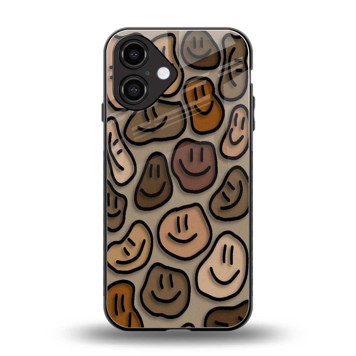 Toasty Brown Smileys back phone cover | glass case for iphone 16
