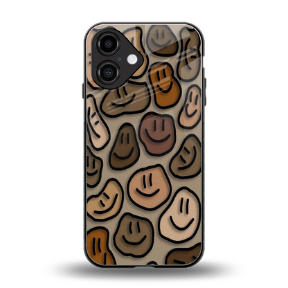 Toasty Brown Smileys back phone cover | glass case for iphone 16