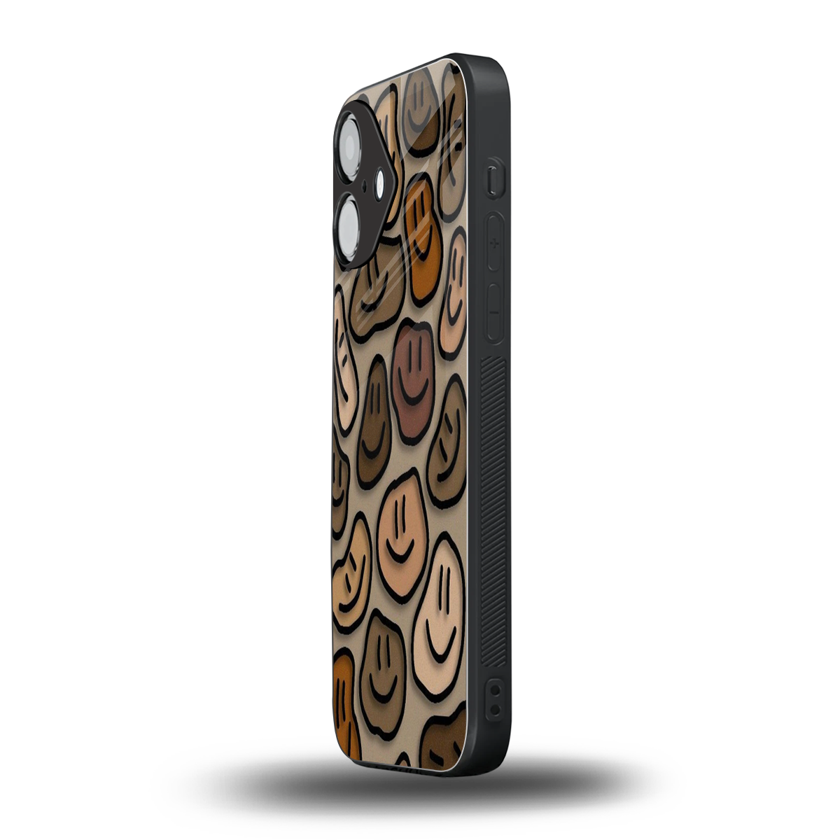 Toasty Brown Smileys iPhone 16 mobile cover | shockproof glass phone case