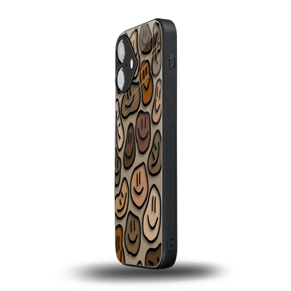 Toasty Brown Smileys iPhone 16 mobile cover | shockproof glass phone case