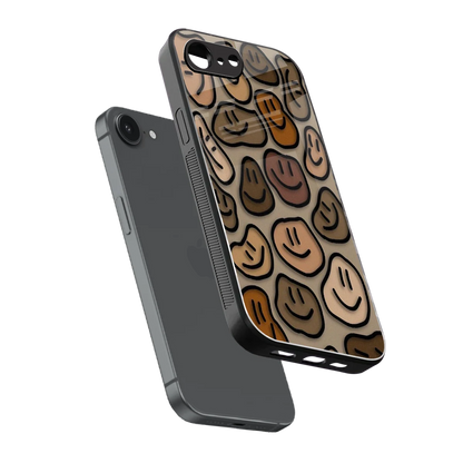 Toasty Brown Smileys sleek iphone 16e cover with tempered glass back and TPU edges