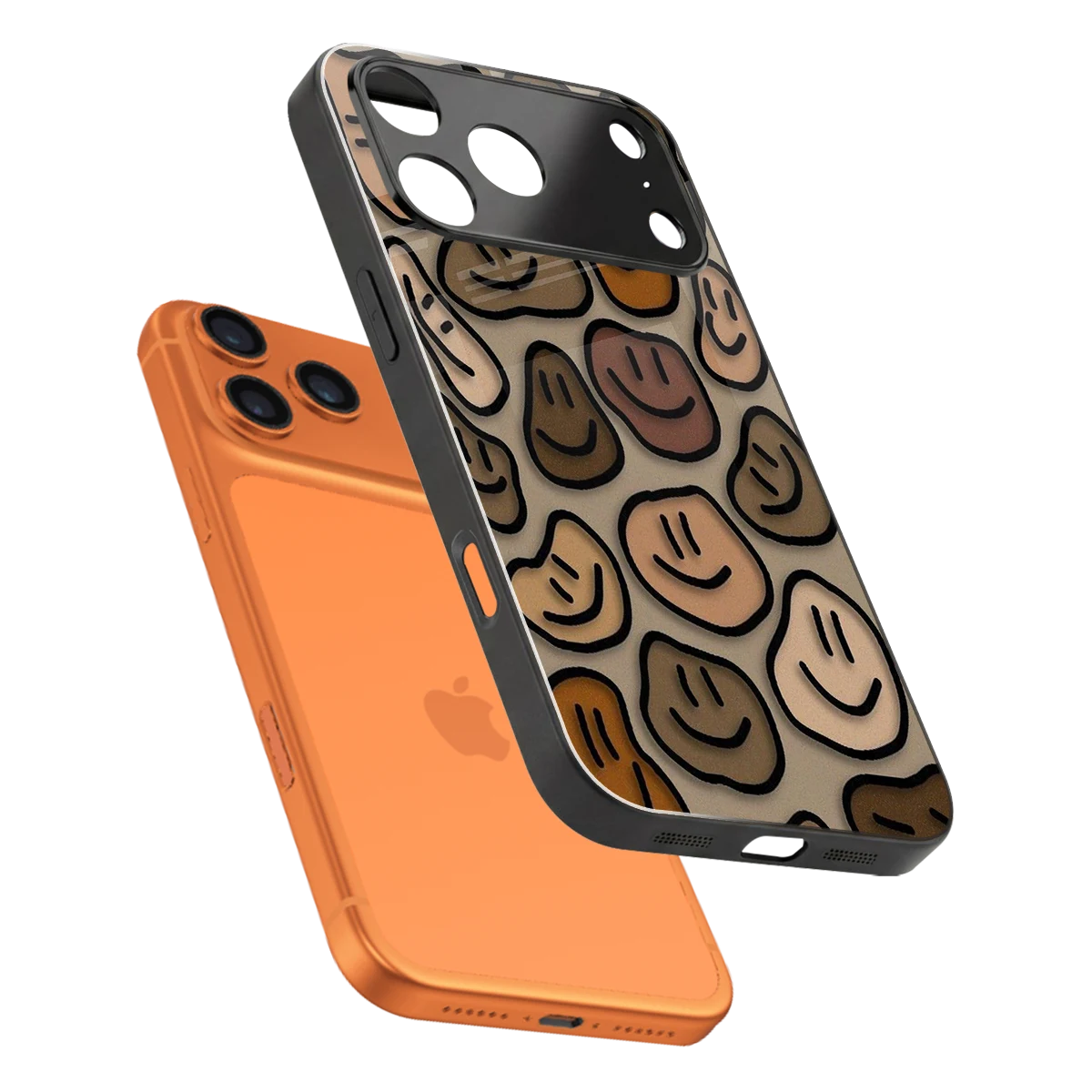 Toasty Brown Smileys sleek iphone 17 pro cover with tempered glass back and TPU edges