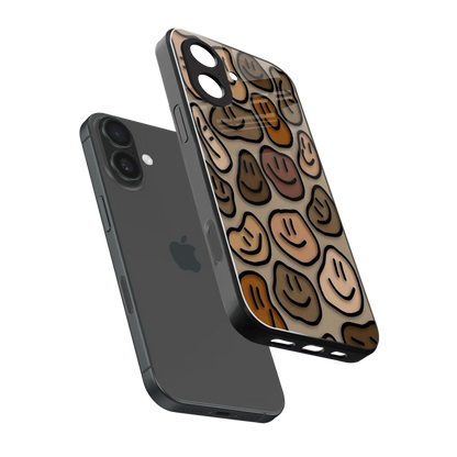 Toasty Brown Smileys sleek iphone 17 cover with tempered glass back and TPU edges